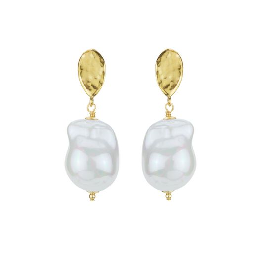 Shell pearl drop earrings by Mounir